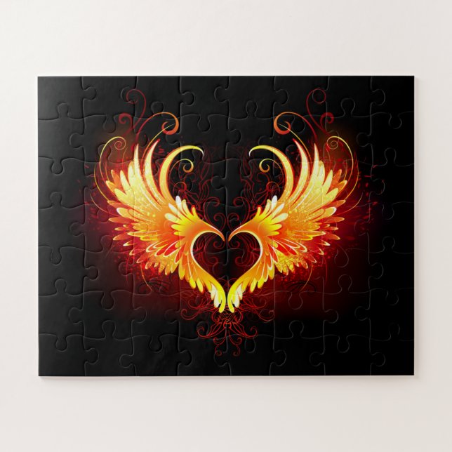 Angel Fire Heart with Wings Puzzle (Horizontal)