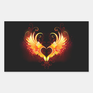 Angel Fire Heart with Wings Rechteckiger Aufkleber