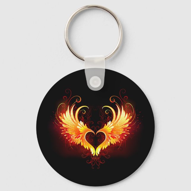 Angel Fire Heart with Wings Schlüsselanhänger (Vorderseite)