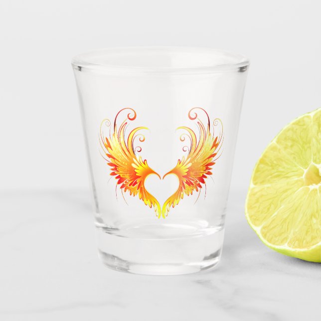 Angel Fire Heart with Wings Schnapsglas (Vorderseite)