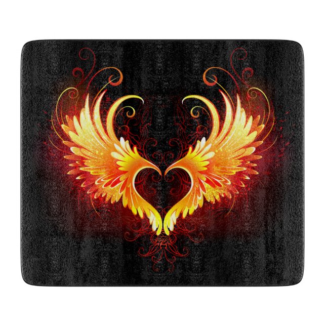 Angel Fire Heart with Wings Schneidebrett (Vorderseite)