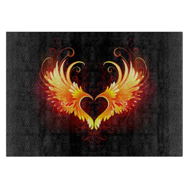 Angel Fire Heart with Wings Schneidebrett (Vorderseite)