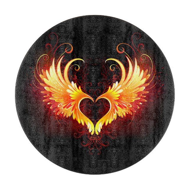 Angel Fire Heart with Wings Schneidebrett (Vorderseite)