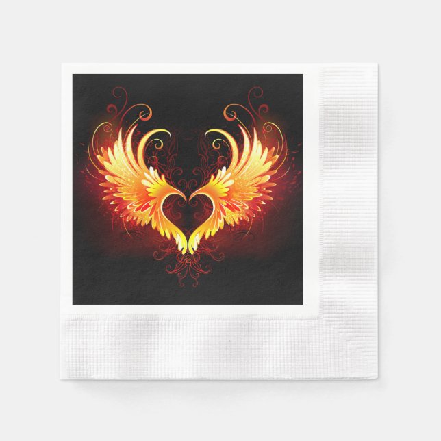 Angel Fire Heart with Wings Serviette (Vorderseite)