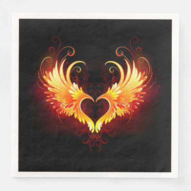 Angel Fire Heart with Wings Serviette (Vorderseite)