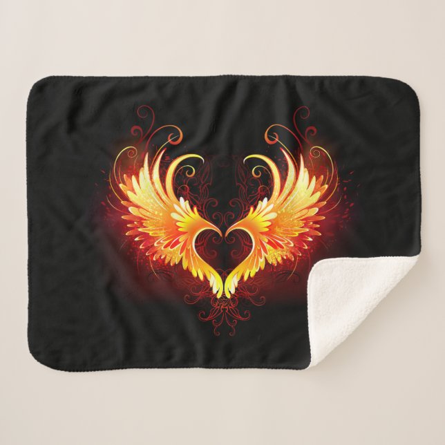 Angel Fire Heart with Wings Sherpadecke (Vorderseite (Horizontal))