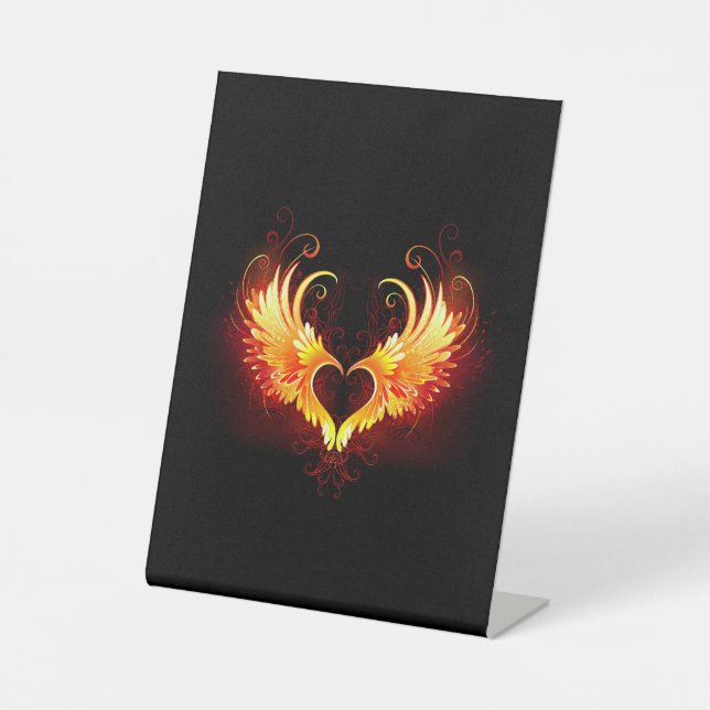 Angel Fire Heart with Wings Sockelschild (Vorderseite)