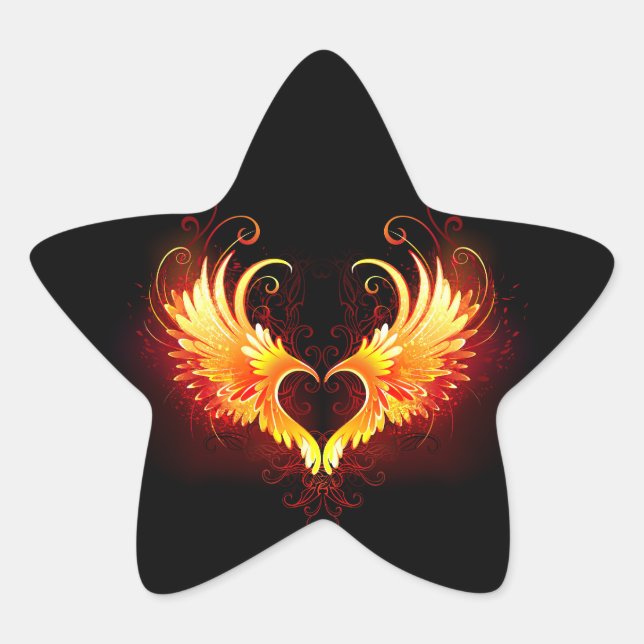 Angel Fire Heart with Wings Stern-Aufkleber (Vorderseite)