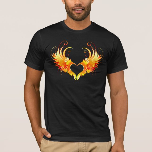 Angel Fire Heart with Wings T-Shirt (Vorderseite)