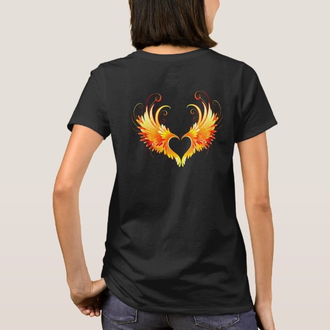 Angel Fire Heart with Wings T-Shirt (Rückseite)