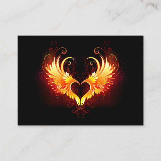 Angel Fire Heart with Wings Telefonnummerkarte (Vorderseite)