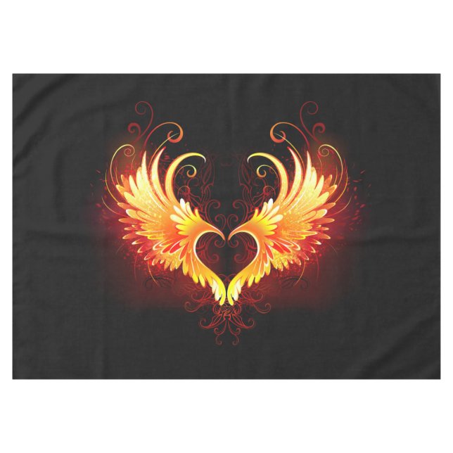 Angel Fire Heart with Wings Tischdecke (Vorderseite (Horizontal))