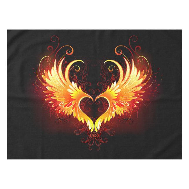Angel Fire Heart with Wings Tischdecke (Vorderseite (Horizontal))