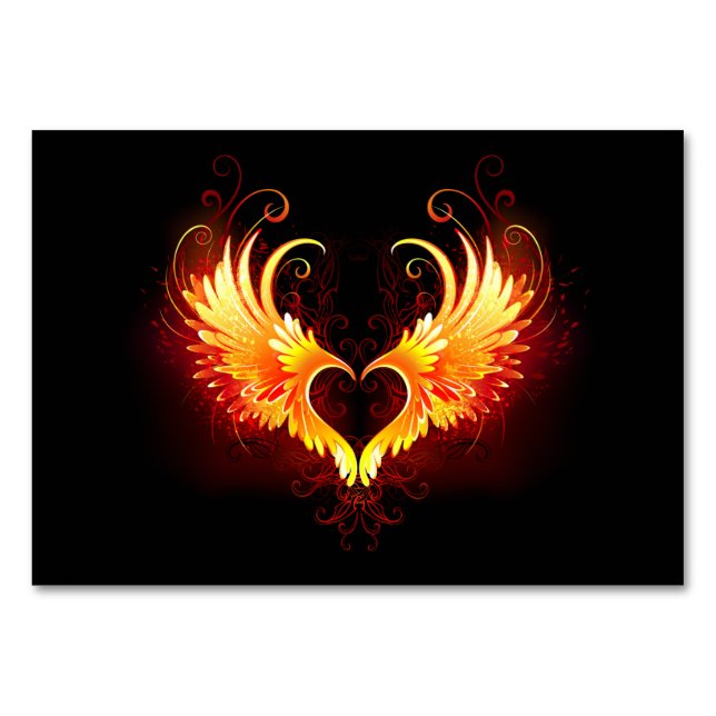 Angel Fire Heart with Wings Tischnummer (Vorderseite)