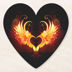 Angel Fire Heart with Wings Untersetzer
