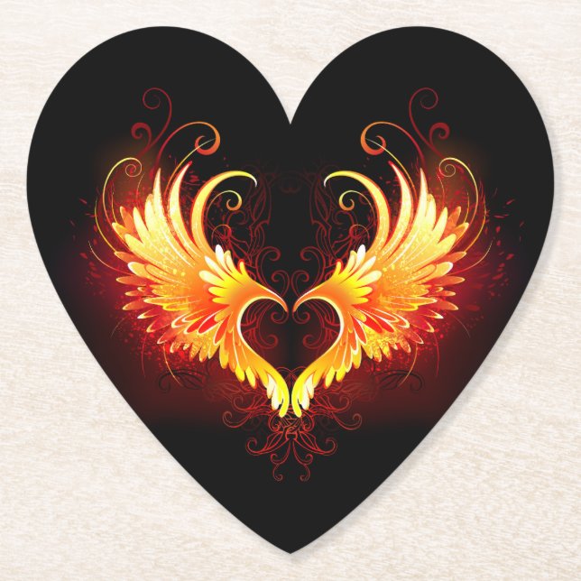 Angel Fire Heart with Wings Untersetzer (Vorderseite)