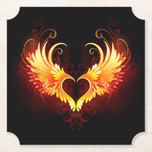 Angel Fire Heart with Wings Untersetzer