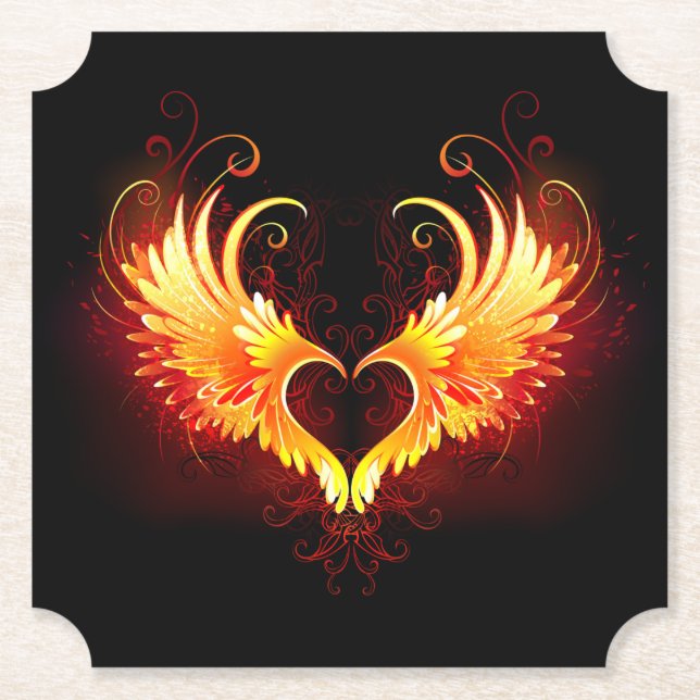 Angel Fire Heart with Wings Untersetzer (Vorderseite)