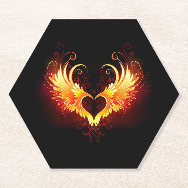 Angel Fire Heart with Wings Untersetzer (Vorderseite)