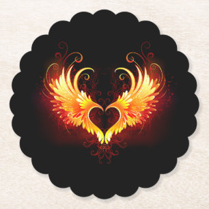 Angel Fire Heart with Wings Untersetzer