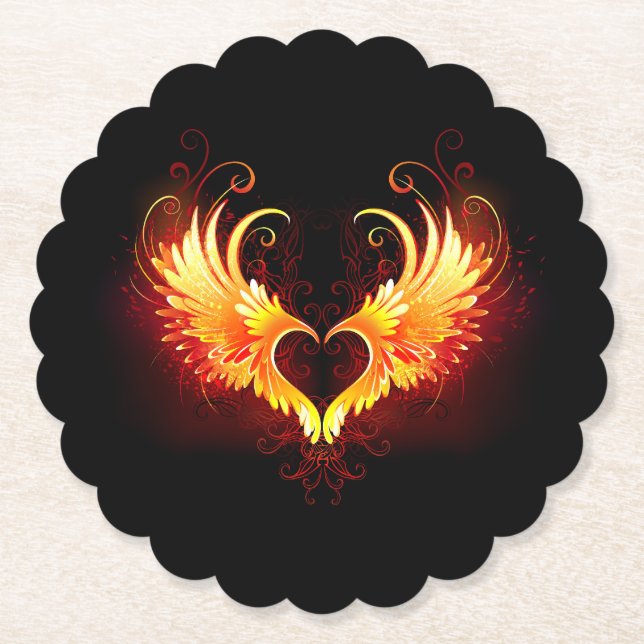 Angel Fire Heart with Wings Untersetzer (Vorderseite)