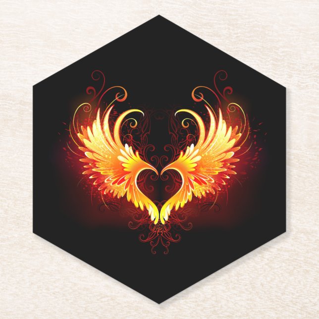 Angel Fire Heart with Wings Untersetzer (Vorderseite)