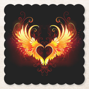Angel Fire Heart with Wings Untersetzer