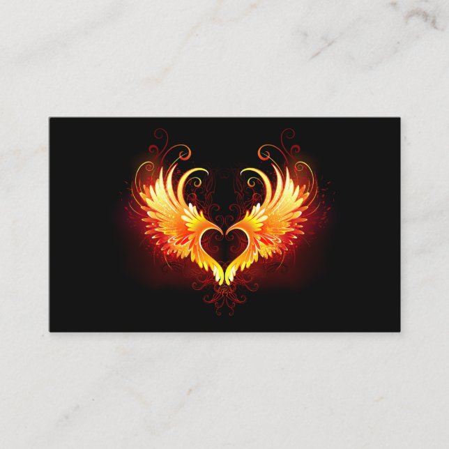 Angel Fire Heart with Wings Visitenkarte (Vorderseite)