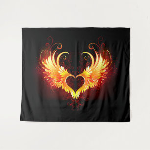 Angel Fire Heart with Wings Wandteppich