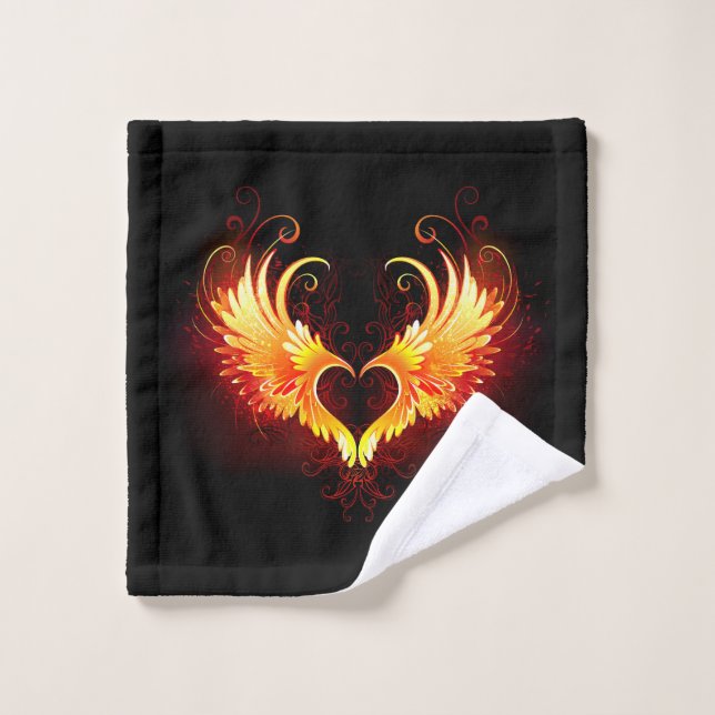 Angel Fire Heart with Wings Waschlappen (Waschlappen)