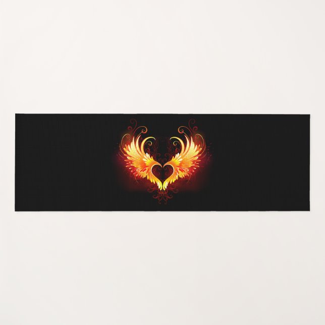 Angel Fire Heart with Wings Yogamatte (Vorderseite (Horizontal))