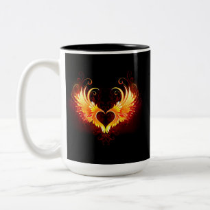 Angel Fire Heart with Wings Zweifarbige Tasse