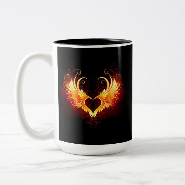 Angel Fire Heart with Wings Zweifarbige Tasse (Links)