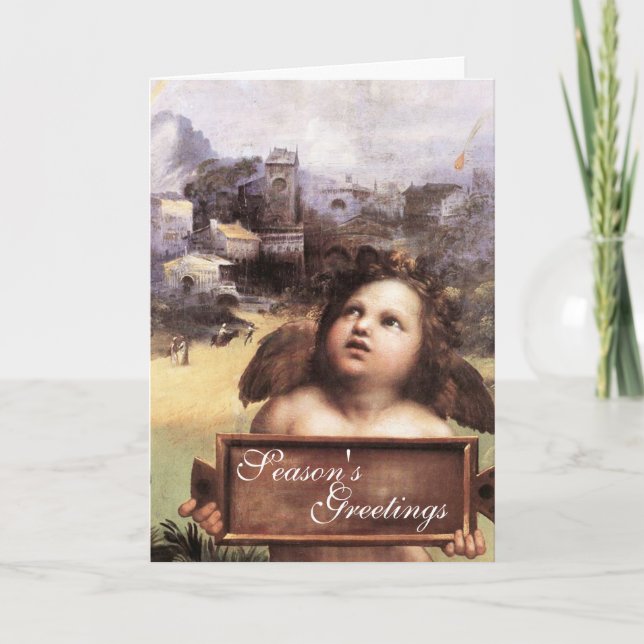 ANGEL , Flügeldrachen , Roter Ruby, Parchment Feiertagskarte (Vorderseite)