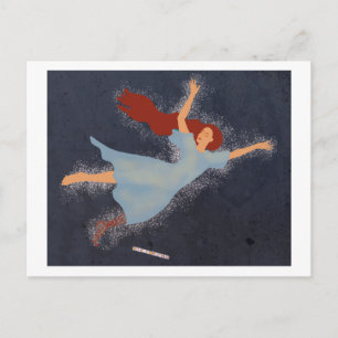 Angel Flyer Rothaarfrau tanzt im Himmel Postkarte