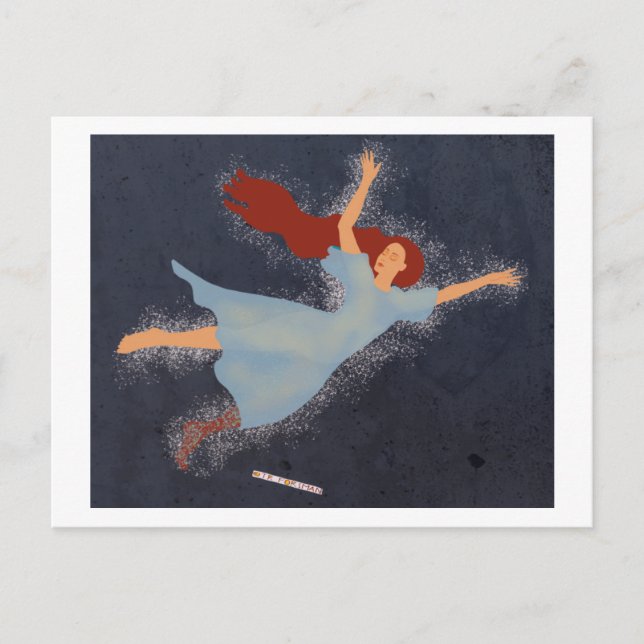 Angel Flyer Rothaarfrau tanzt im Himmel Postkarte (Vorderseite)