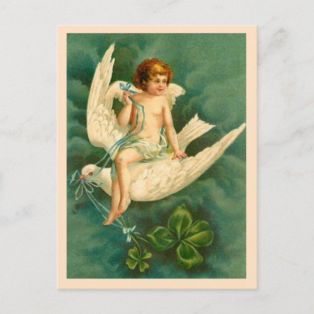 Angel Flying on a Dove - St Patrick's Day Postcard Postkarte (Vorderseite)