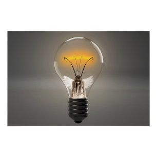 Angel-Frau in Lightbulb Poster