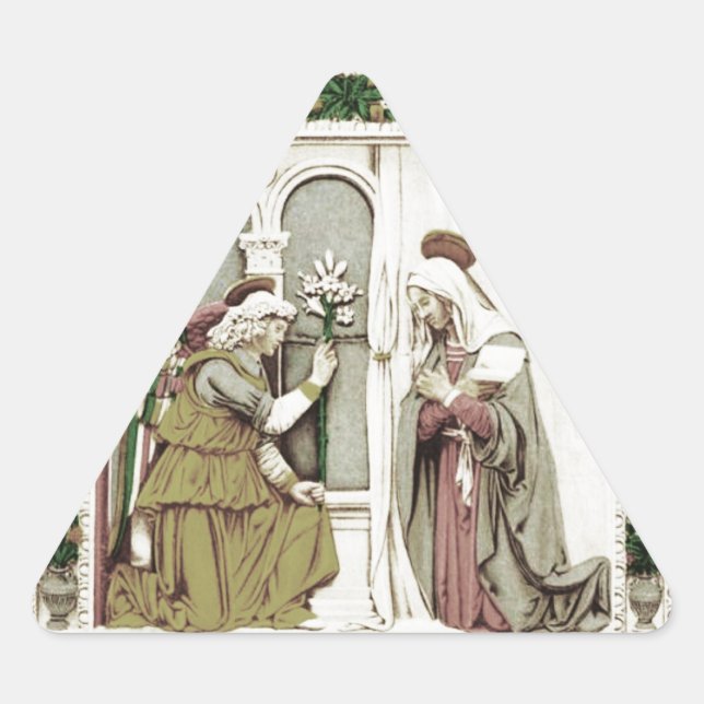 Angel Gabriel Die Verkündung Dreieckiger Aufkleber (Vorderseite)
