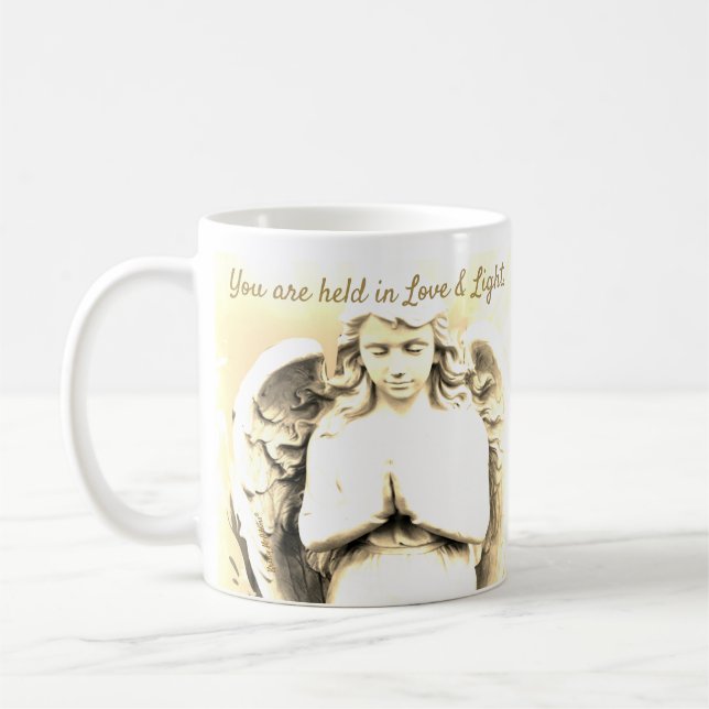 Angel Gebet Golden Light Liebe Zitat Geschenk Kaffeetasse (Links)