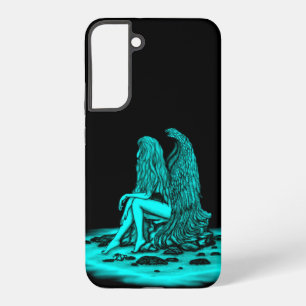 Angel , gedankenverloren , schwarz und grün samsung galaxy hülle