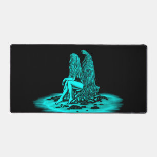 Angel , gedankenverloren , schwarz und grün schreibtischunterlage