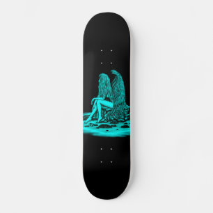 Angel , gedankenverloren , schwarz und grün skateboard