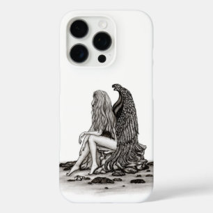 Angel , gedankenverloren , schwarz-weiß Design iPhone 16 Pro Hülle