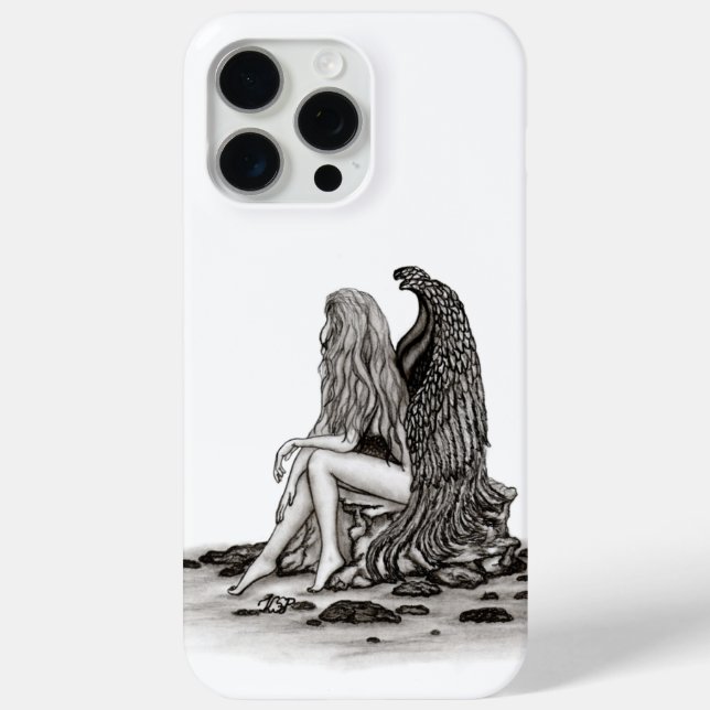 Angel , gedankenverloren , schwarz-weiß Design Case-Mate iPhone Hülle (Rückseite)