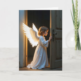Angel Girl pinkelt um eine Tür Karte