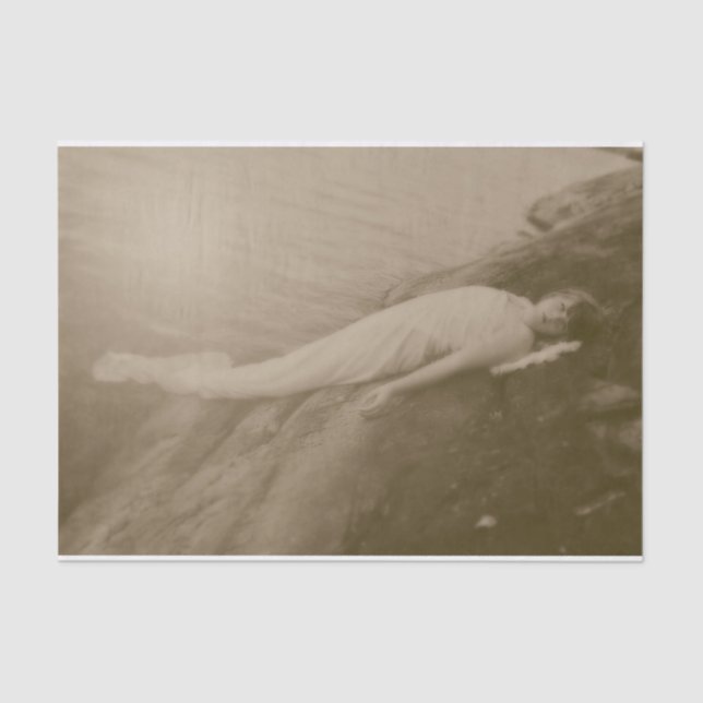 Angel Girl Vintag Sepia Antique Art Decoul Seidenpapier (Vorderseite)