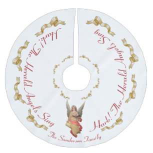 Angel Gold White Red Vintage Weihnachten Polyester Weihnachtsbaumdecke