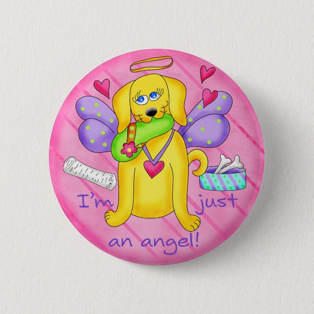 Angel Golden Yellow Dog mit Shoe Button (Vorderseite)