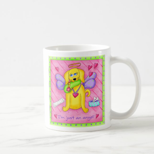 Angel Golden Yellow Dog mit Shoe Kaffeetasse (Rechts)